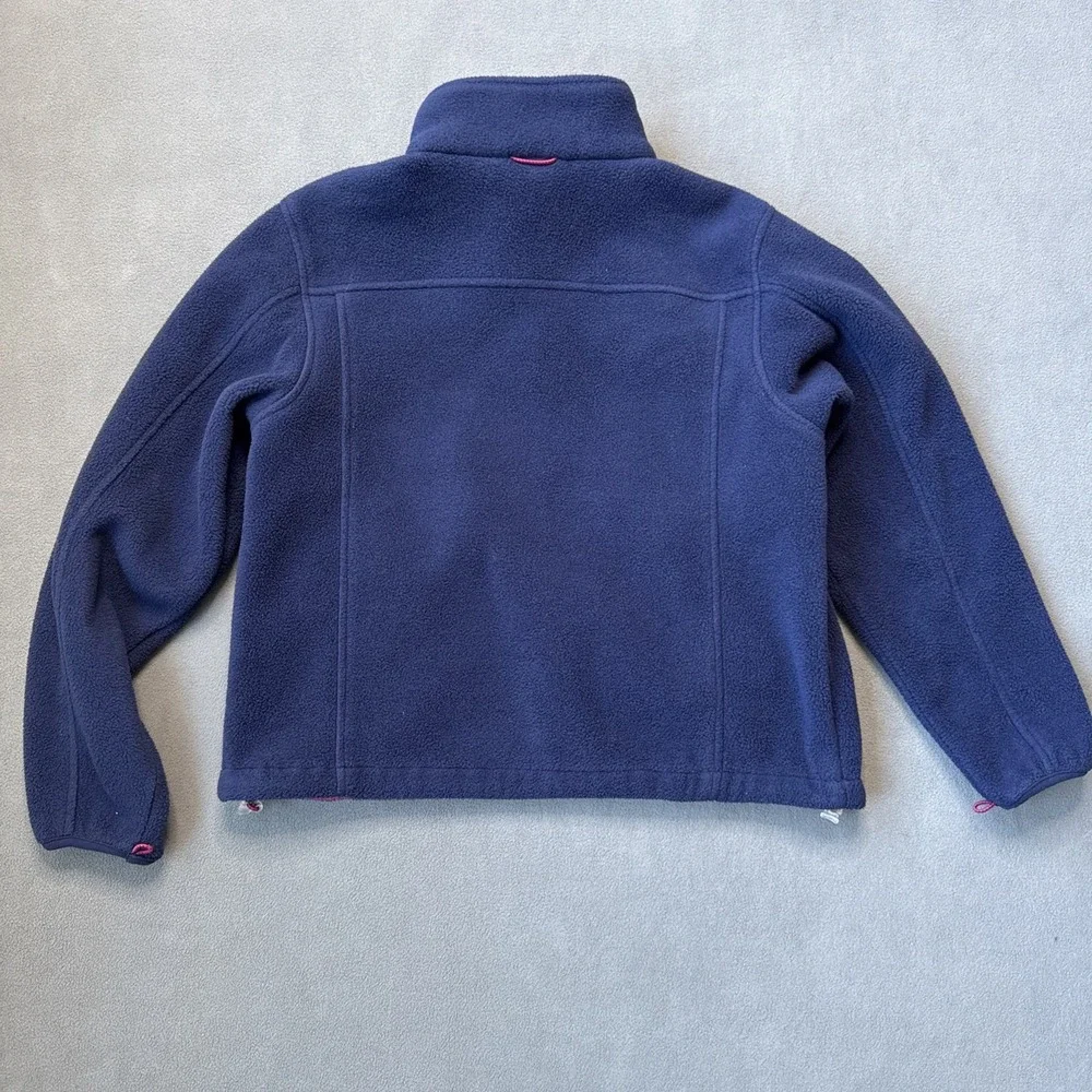 VTG LL Bean‎ Fleece Jacket Womens Petite Small Navy Full Zip Polartec Boxy Cozy